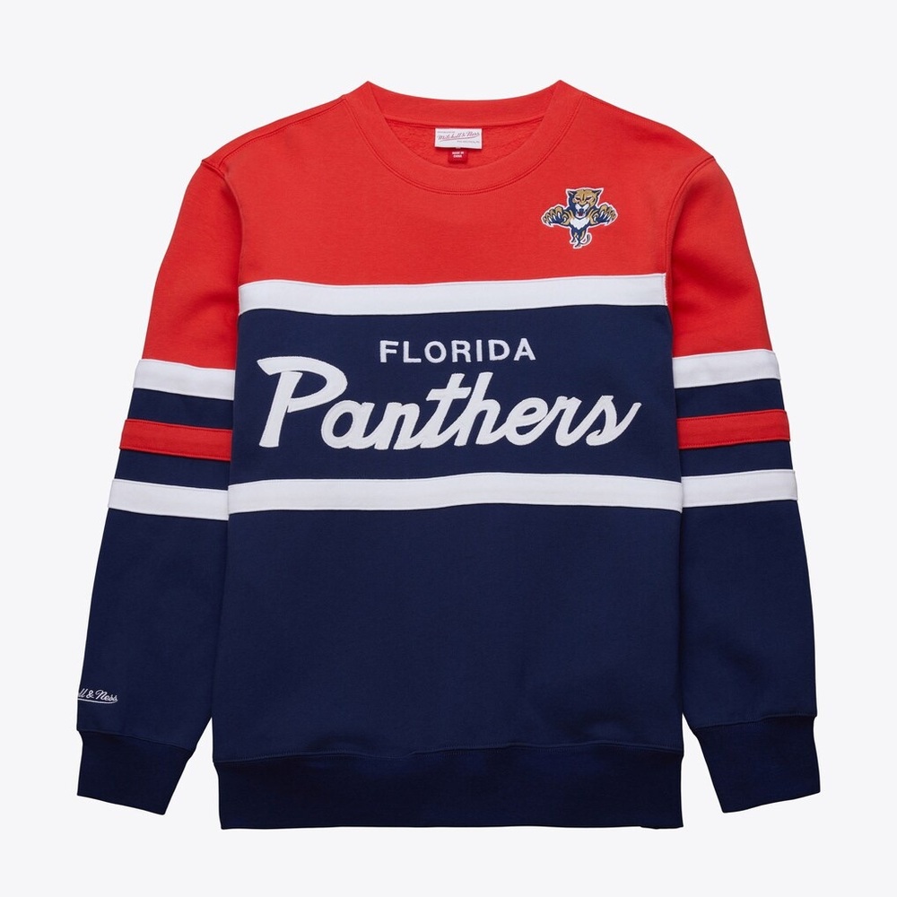 Florida Panthers Hockey Mitchell & Ness Vintage Style Crew Neck Sweatshirt